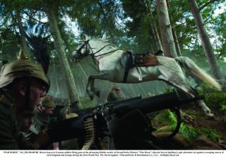 "WAR HORSE"181_DM-D8-0074RHorses leap over German soldiers firing guns at the advancing British cavalry in DreamWorks Pictures' "War Horse", director Steven Spielberg's epic adventure set against a sweeping canvas of rural England and Europe during the First World War.Ph: David ApplebyÂ©DreamWorks II Distribution Co., LLC. Â All Rights Reserved.